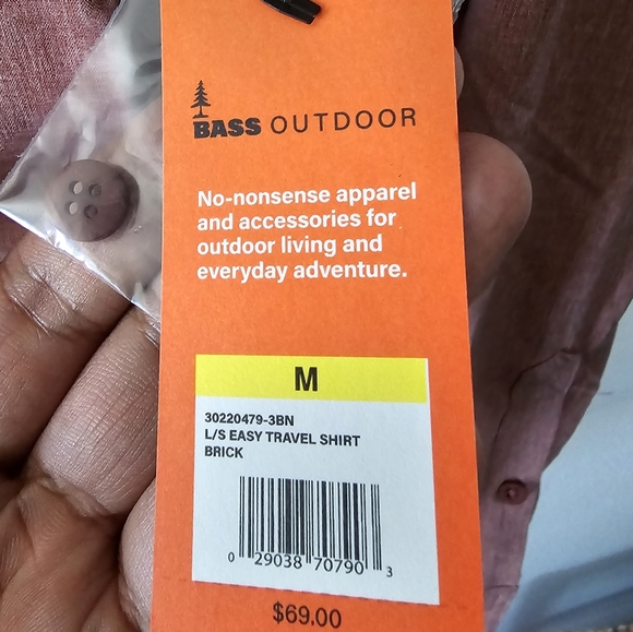 BASS OUTDOOR Men’s Medium Long Sleeve Button Down Shirt Red NWT - Picture 3 of 5